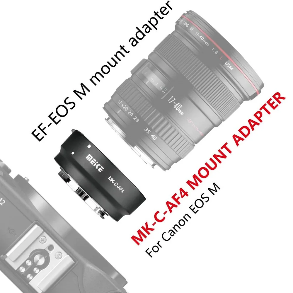 Фото Переходное кольцо для объектива Meike MK-C-AF4 с автофокусом для объектива Canon EF EF-S с креплением Canon EF-M EOS M100 M50 M2 M3 M10 M6 M5 M50II M6II №3