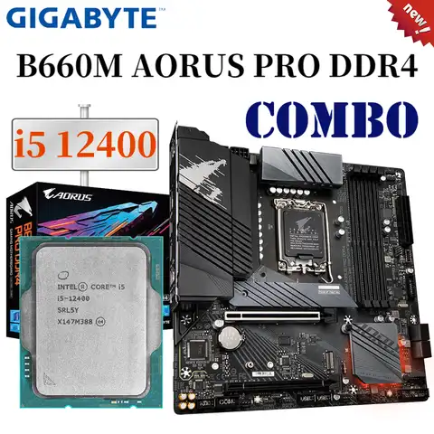 Материнская плата GIGABYTE GA B660M AORUS PRO DDR4 + процессор Intel i5 12400 B660 LGA1700, новый, но Wihtou кулер M.2 RGB материнская плата