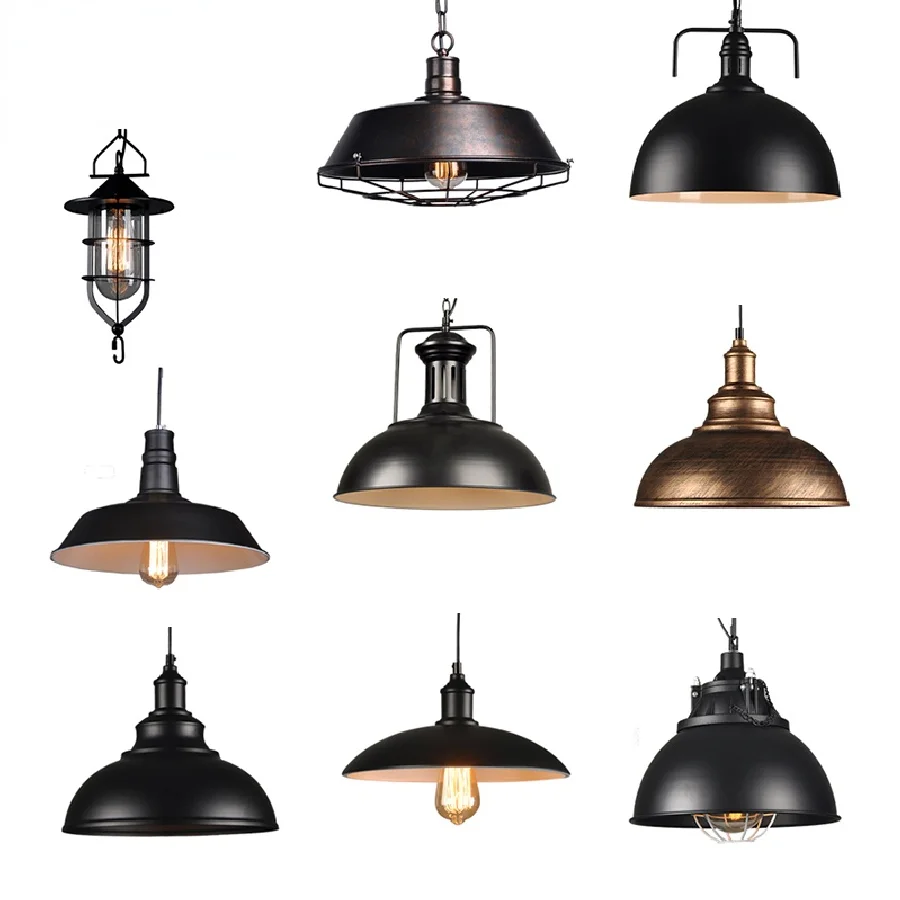 

Винтажный подвесной светильник в стиле индастриал, лампа в стиле лофт E27, светильник в скандинавском стиле для ресторана и кухни, лампа в сти...