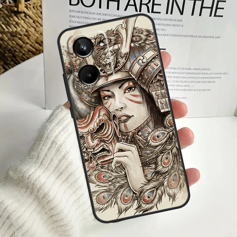 Японский самурайский воин брикет для Realme 9 10 11 12 Pro Plus GT5 GT Neo5 C21Y C25s C30 C31 C33 C35 C51 C53 C55 C67