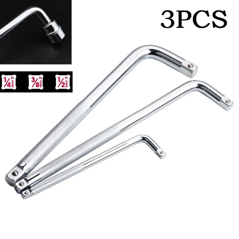 

3pcs L-Type Shaped Socket Wrench 1/4 3/8 1/2 Chrome Vanadium Steel Anti-slip Bent Bar For Mirror Treating Cleanning Hand Tools