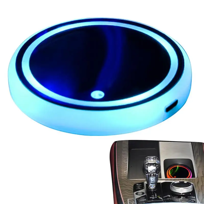 

Car LED Luminous Coaster USB Charging Car Atmosphere Light Non-Slip Coaster Sensitive Sensing LED Car Interior Atmosphere Lamp