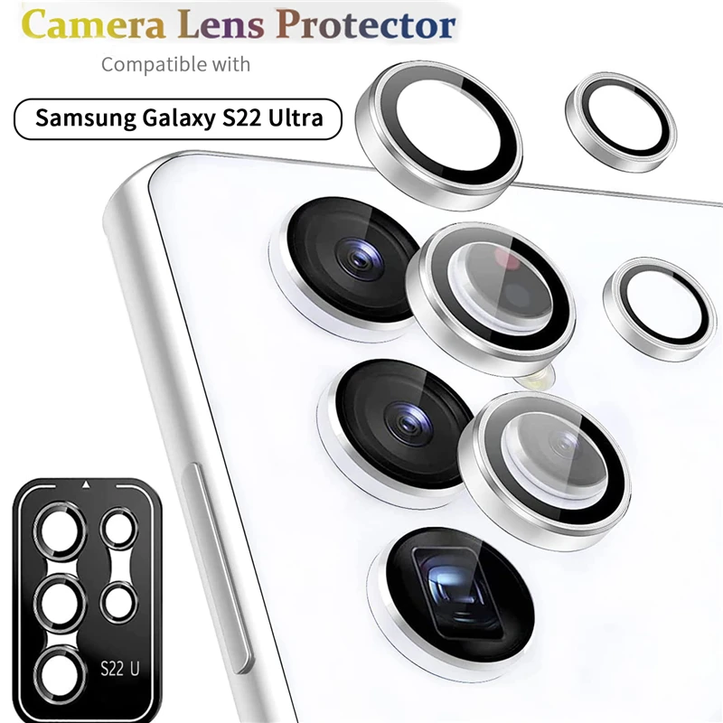 

Для Samsung Galaxy S22 ультра Защита объектива камеры Алюминиевый сплав металла Закаленное стекло пленка для камеры для S22 Ультра Новые аксессуары