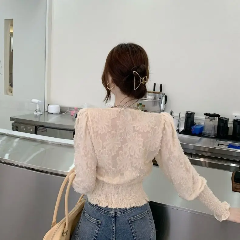 Весенняя новая женская мода в западном стиле сексуальная блузка с кружевной