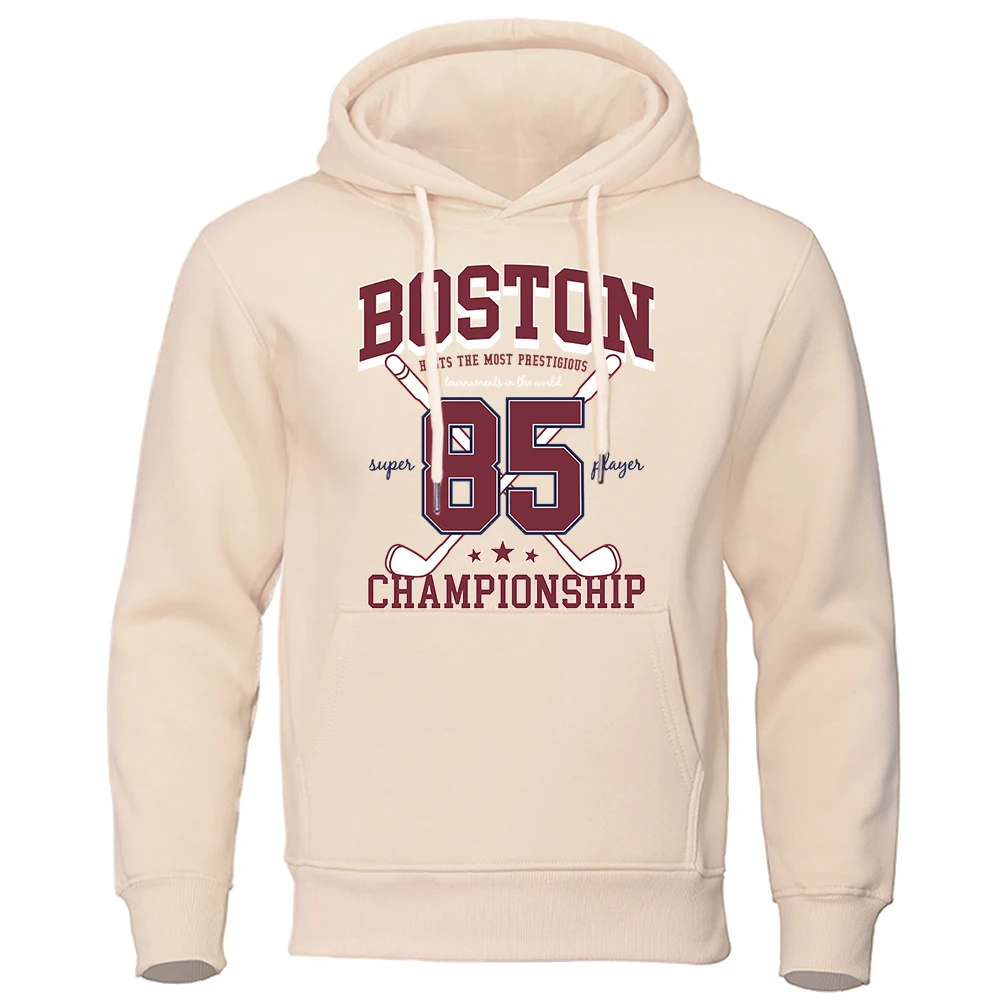 

Boston 85 Players Championship Printing Hoodies Men Gorgeous Street Sweatshirt Casual Graphic Clothes Funny Loose Hoodie Men'S