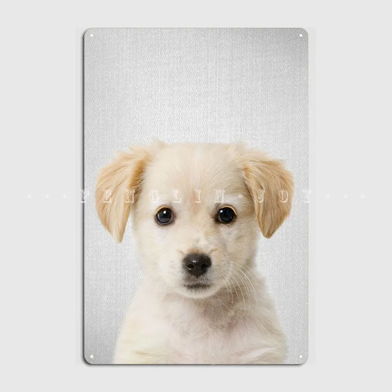 Золотой ретривер щенок металлический плакат кинотеатр гараж бар пещера декор