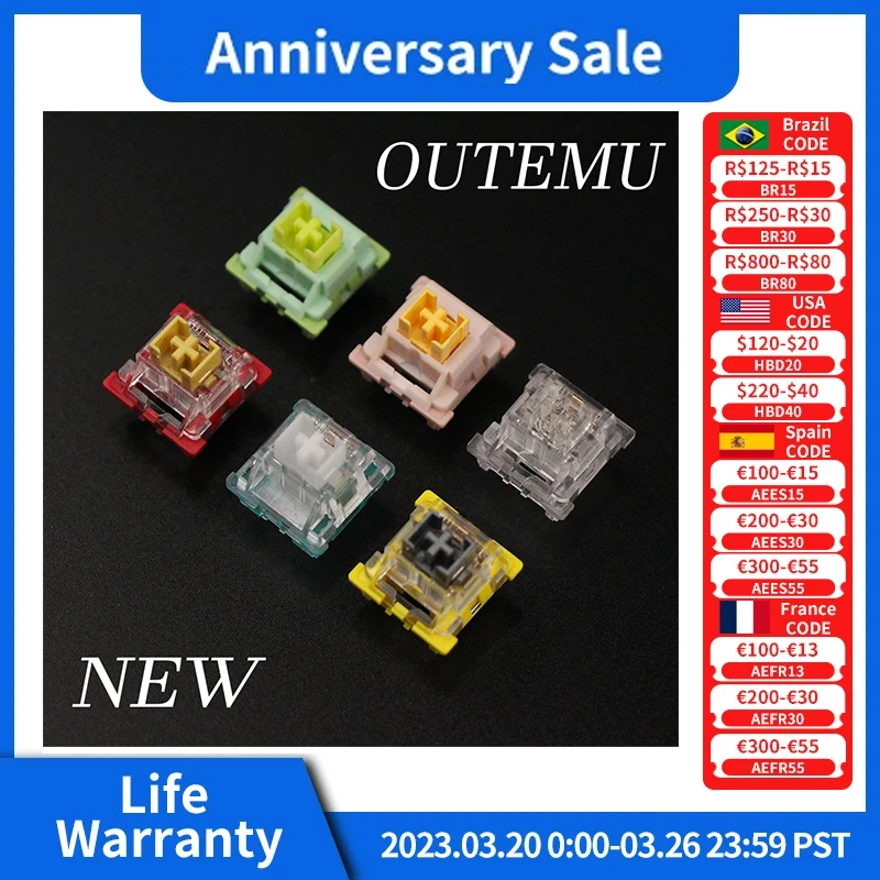 Outemu Switches Mechanical Keyboard Switch 3Pin Silent Clicky Linear Tactile Similar Holy Panda Switch Lube RGB Gaming MX Switch