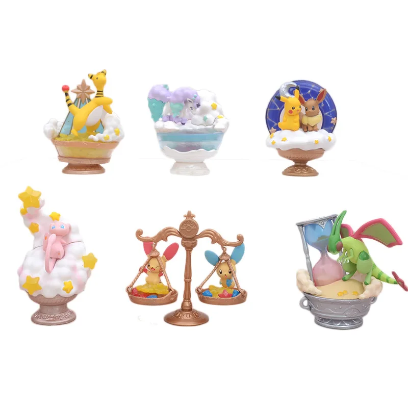 

6pcs/Set Pokemon Pikachu Espeon Umbreon Gardevoir Mew Flygon Ponyta Anime Figure Model Dolls Toys Kids Collection Ornaments Gift