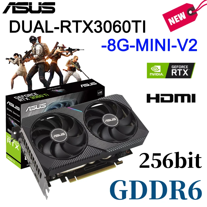 

ASUS DUAL RTX3060TI 8G MINI V2 ATS RTX3060 TI O8G GAMING TUF RTX 3060 Video Cards NVIDIA GeForce GDDR6 256Bit GPU Graphic Card