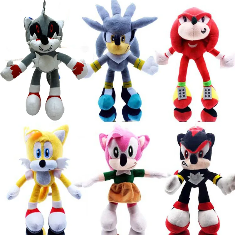 

20-45CM Super Sonic Peluche Keychain Toys Shadow Amy Rose Knuckles Tails Hedgehog Plush Doll Soft Stuffed Doll For Children Gift