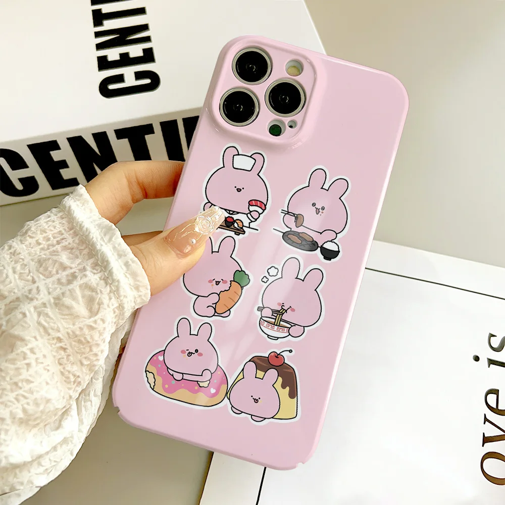 Милый чехол для телефона с рисунком A-Asamimichan iPhone 16 15 14 13 12 11 Plus Pro Max Mini глянцевый