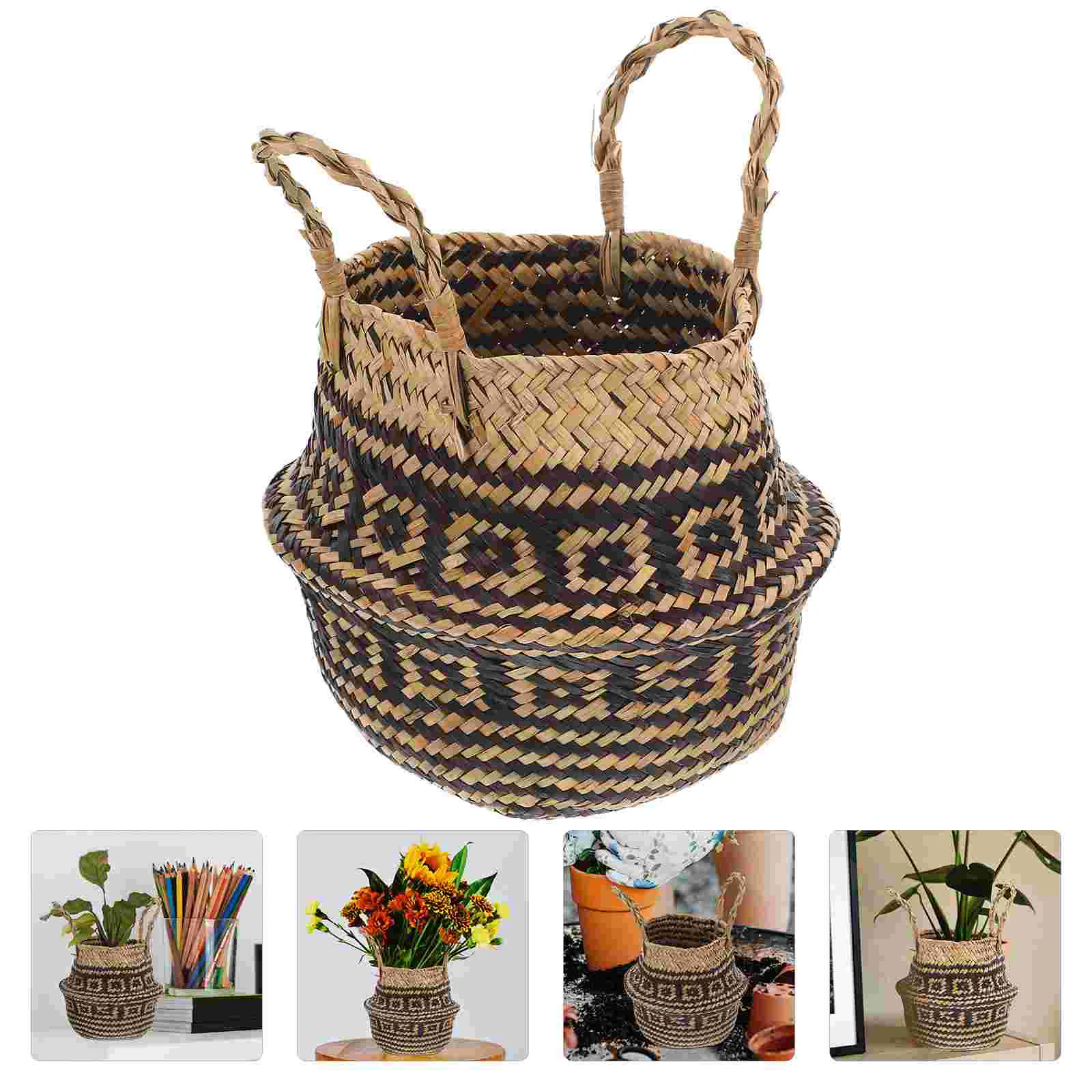 

Basket Basketsgrass Storageindoor Decorhandles Woven Gifts Empty Decorativeplanter