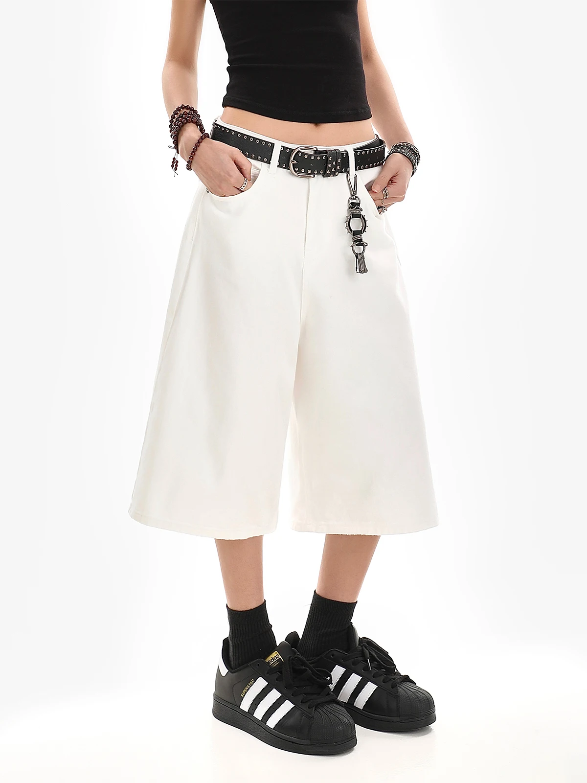 Шорты-бермуды женские джинсовые с завышенной талией модные повседневные Прямые