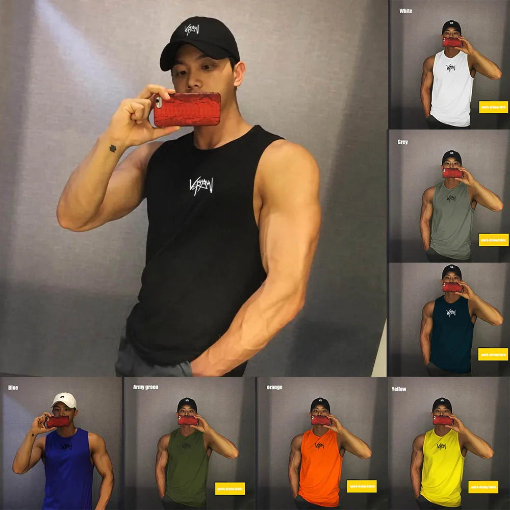 

NO 09 Fitness Gyms Tank Top Male LetterPrint Sport Sleeveless Shirt Male Mesh Quick Dry Breathable Brand Vest Running Undershirt