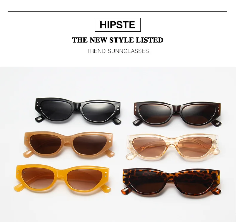 

Ins Jelly Color Simple Rice Spike Glasses Cross-border Trend New Sunglasses Vintage Cat's Eye Small Frame Sunglasses