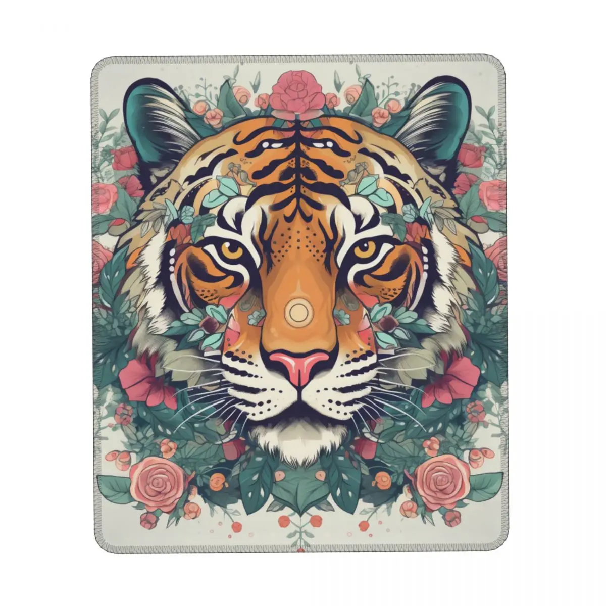 

Tiger Vertical Print Mouse Pad Animal Floral Mandala Original Rubber Mousepad Anti Fatigue Vintage Desktop Mouse Pads