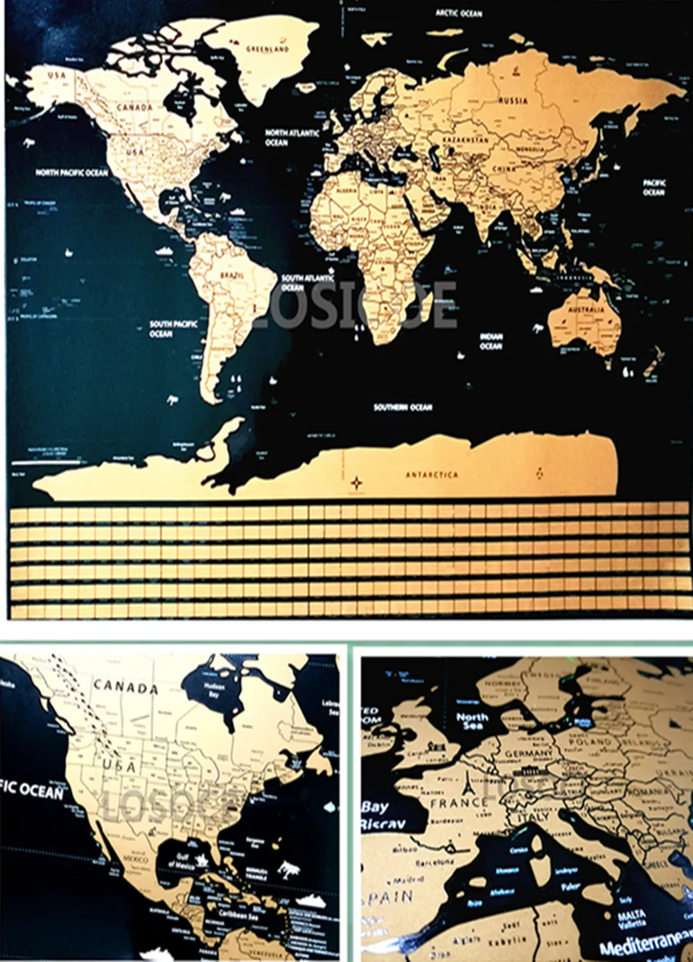 

Big size scratch wall map Deluxe Edition Scratch Painting With Scratch Off Layer Visual Travel Journal for travel maps A1