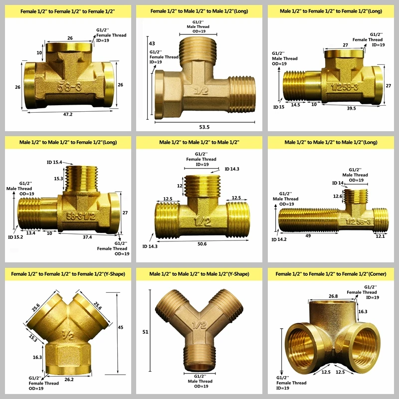 Латунный соединитель для труб 1/2 дюйма переходник с наружной/внутренней резьбой