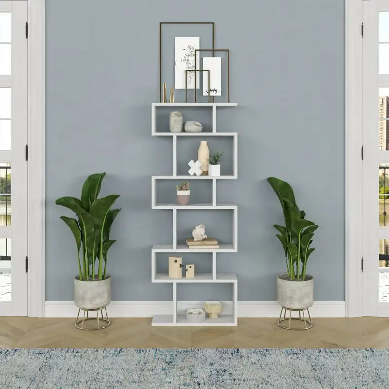 

Bates Multiple Tier Bookcase, White Home Furniture Office Bedroom Display Rack Shelf