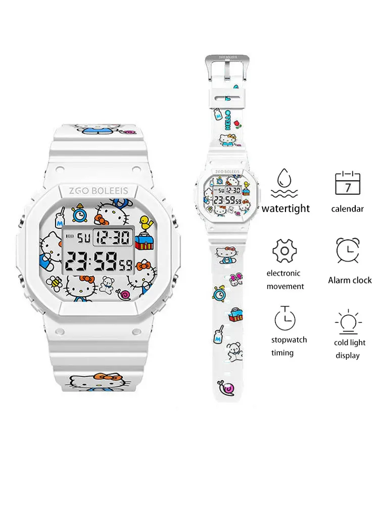 Часы наручные Hello Kitty женские оригинальные спортивные электронные квадратные