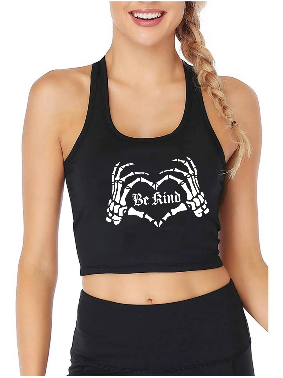 

Be Rind Skeleton Hand Graphic Sexy Slim Crop Top Girl's Funny Creepy Outfit Bones Grunge Alternative Tank Tops Gothic Camisole