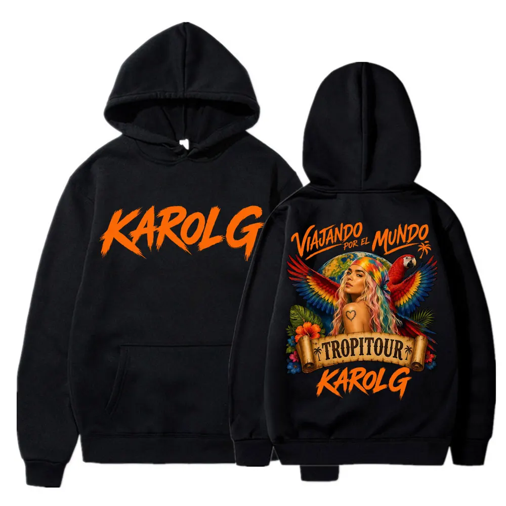 Фото Худи Karol G Tropicoqueta Tour Album 2026 для мужчин и женщин, популярные модные толстовки, оверсайз, повседневная флисовая спортивная одежда, подарки для фанатов. №1