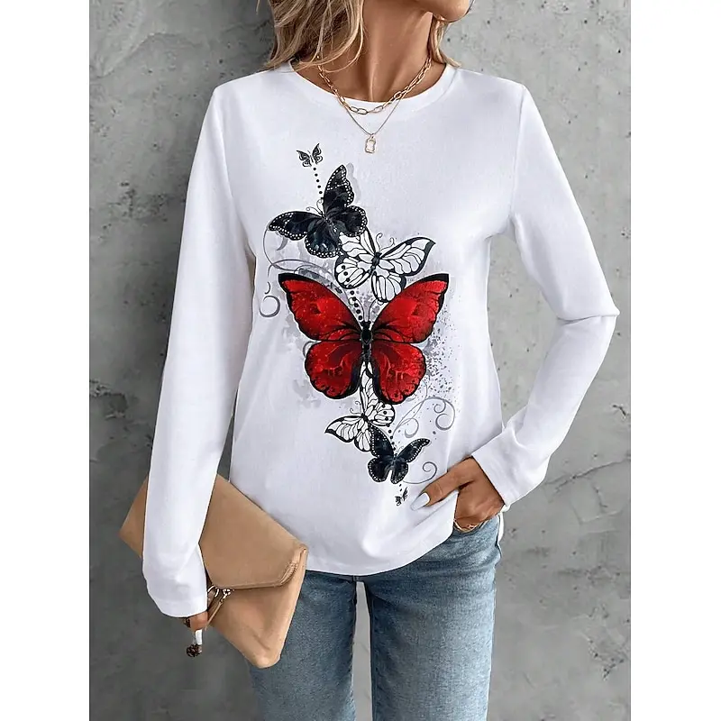 Модная женская футболка забавные топы с 3D принтом бабочки повседневные футболки