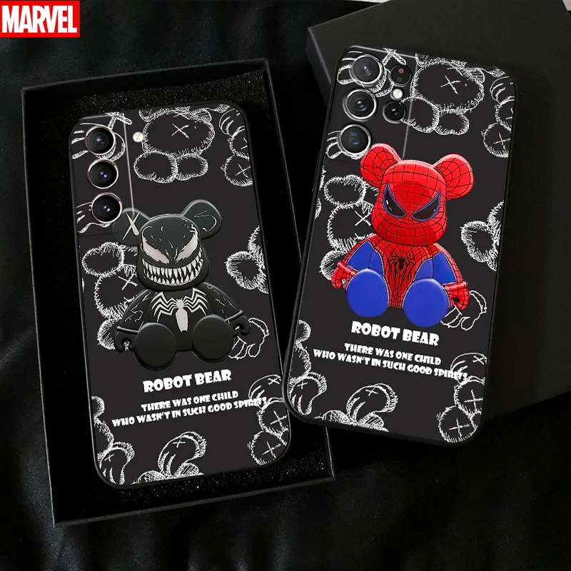 

Marvel Cute Spiderman Venom Bear Phone Case For Samsung Galaxy S22 S21 S20 S10 10E S9 S8 Plus S22 S21 S20 Ultra FE 5G Black
