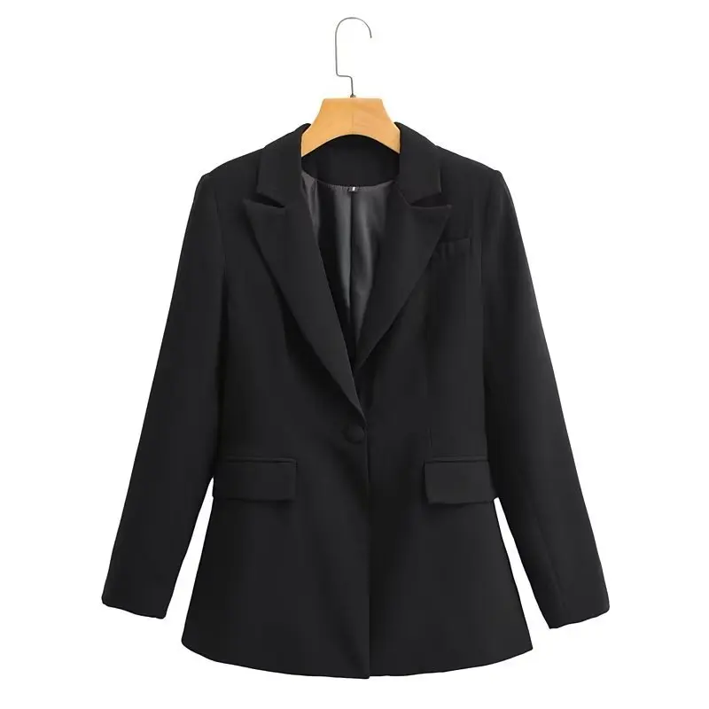 

Однотонные шикарные офисные женские блейзеры для женщин, элегантные стильные пальто 2023, Женский приталенный модный Блейзер на одной пуговице с длинным рукавом