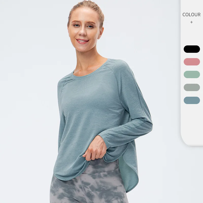 

Yoga Shirts Women Fitness Gym Clothing Long Sleeve Tshirt Sportswear Solid Training Jerseys Rashguards Workout Blouse Tops Loose