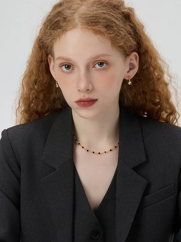 Laraine Yin Spring and Summer New Black Spinel Beaded Necklace Yang Caiyu Same Sle Choker Chocker