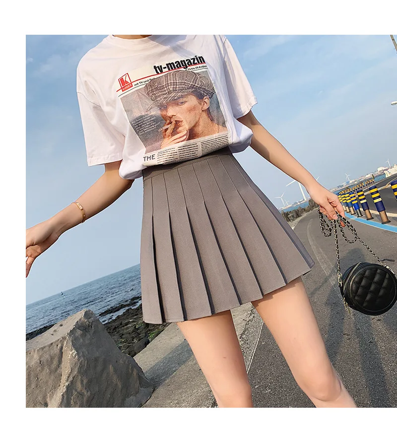 

Mini Short Dress for Summer and Spring Y2k Kawaii юбка 2022 New Women Pleated Skirt Solid Color Fashion High Waist Elastic