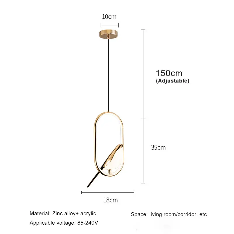 

Красивый Крытый Сорока Птица Светодиодный Шнур Подвесные Светильники Индивидуальный Подвесной Светильник Кабинет Спальня Прикроватное Светодиодное Освещение Черный Хром Роза Go