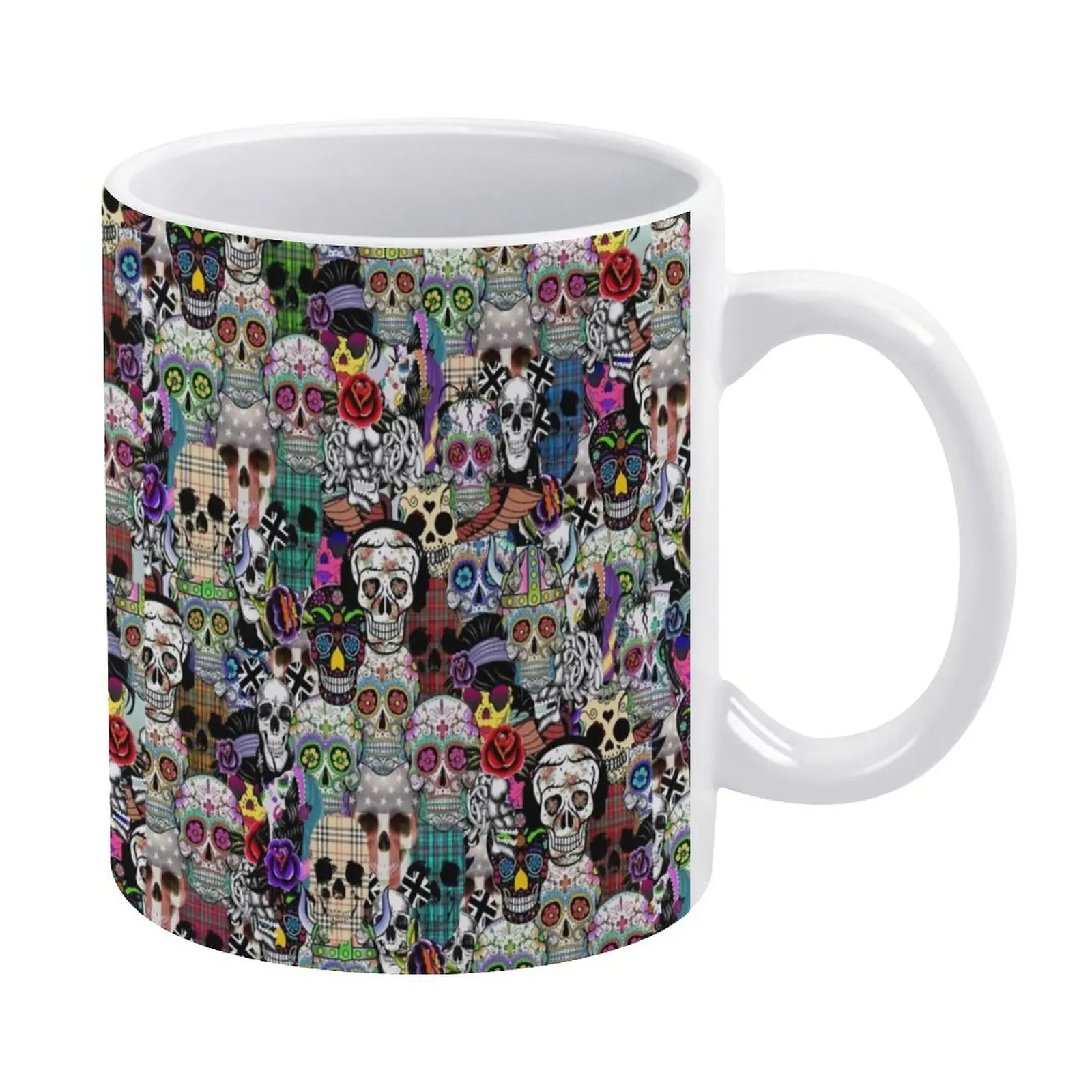 

Colorful Sugar Skull Mug Abstract Plaid Skulls Design Cheap Fun Mug Pottery Espresso Cups