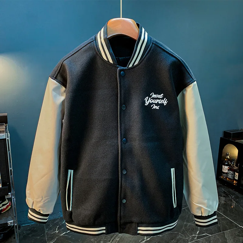Классическая бейсбольная форма с цветными блоками мужское пальто