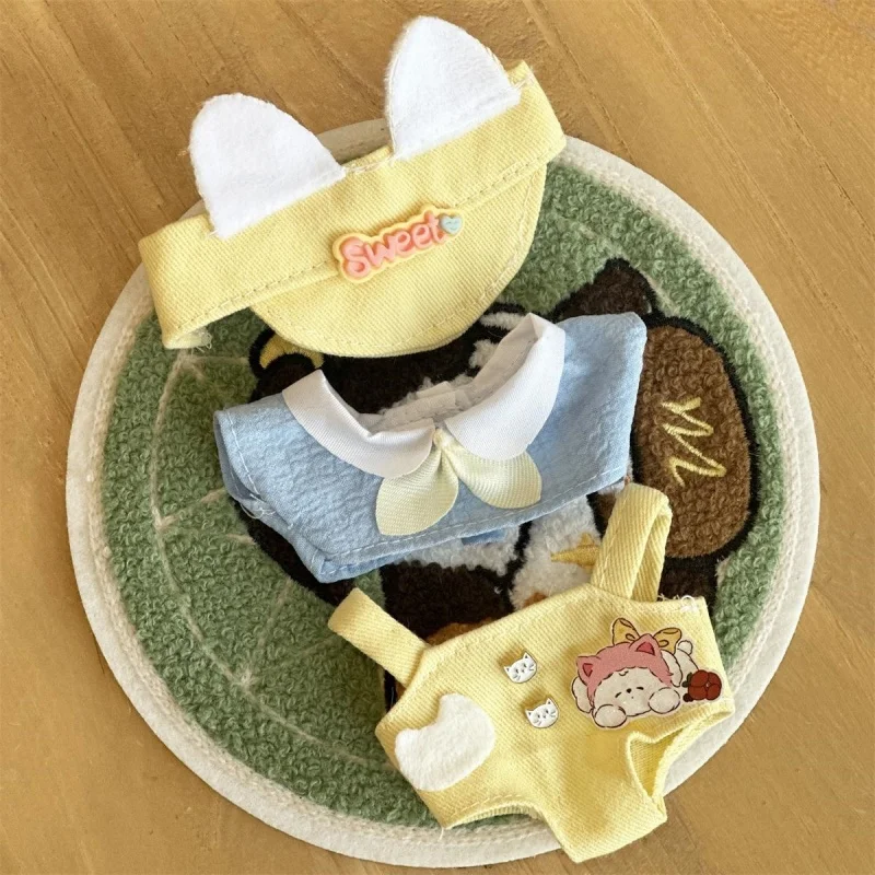 Для 17 см Labubu V1v2 аксессуары кукольная одежда для волос очки обувь желтый костюм