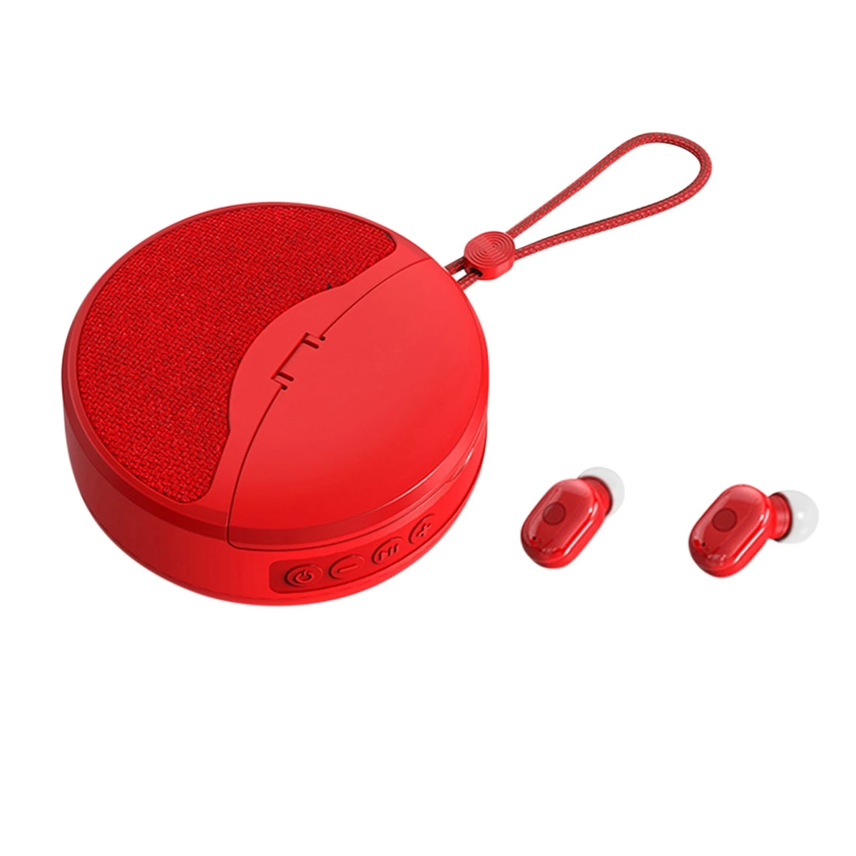 

Беспроводная мини Bluetooth-Колонка 2 в 1, наушники TWS, сабвуфер, стерео, громкая связь, многофункциональная/TF-карта/FM (красный)