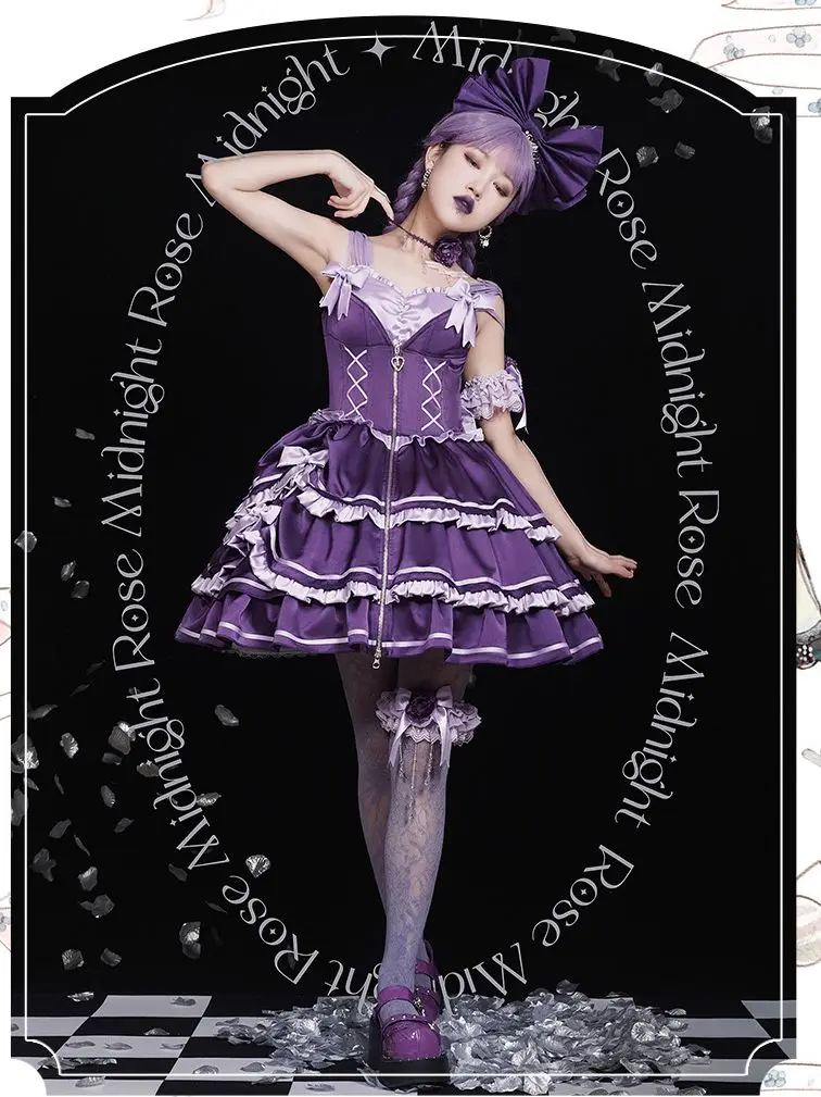 NONSAR Original Short Lolita Dress Rose JSK Elegant Sweet Cool Girl Sleeveless Strap Dress