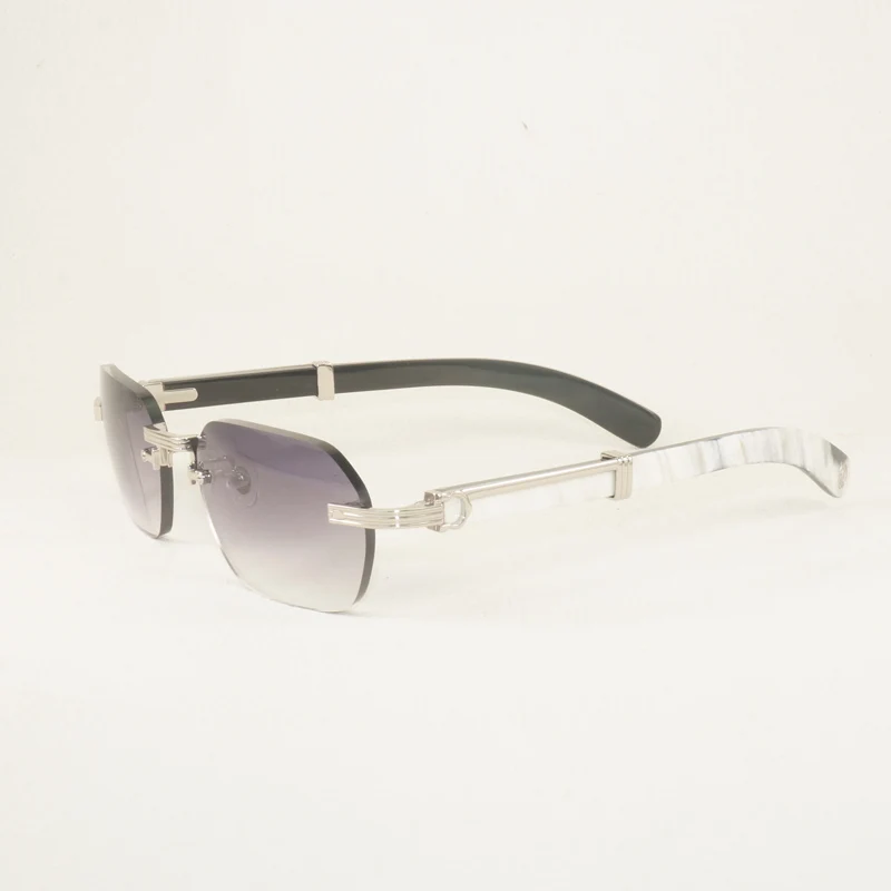 

Vintage Black White Buffalo Horn New Rimless Sunglasses Men Natural Horn Glasses Frame Women Shades Oculos Eyeglasses
