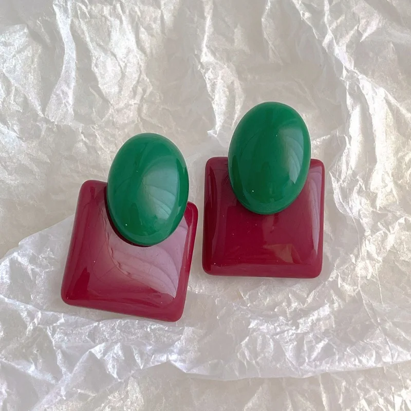 Красочные акриловые серьги Draweye для женщин винтажные геометрические корейские