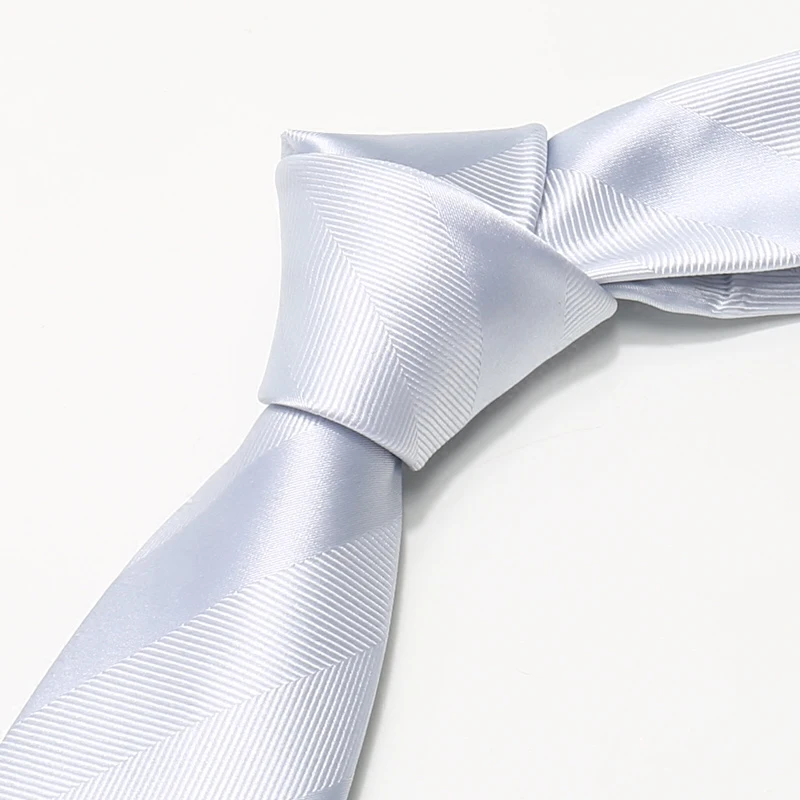 Fashion Classic Formal Business Tie For Men High Quality Silk Polyester 7 CM Silver Necktie Men's Gift