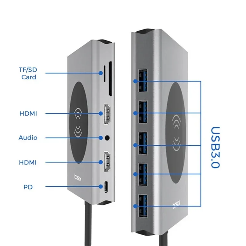 Док-станция 14 в 1 адаптер стандарта USB Type-C к HDMI Беспроводная зарядка 3 0 док-станция