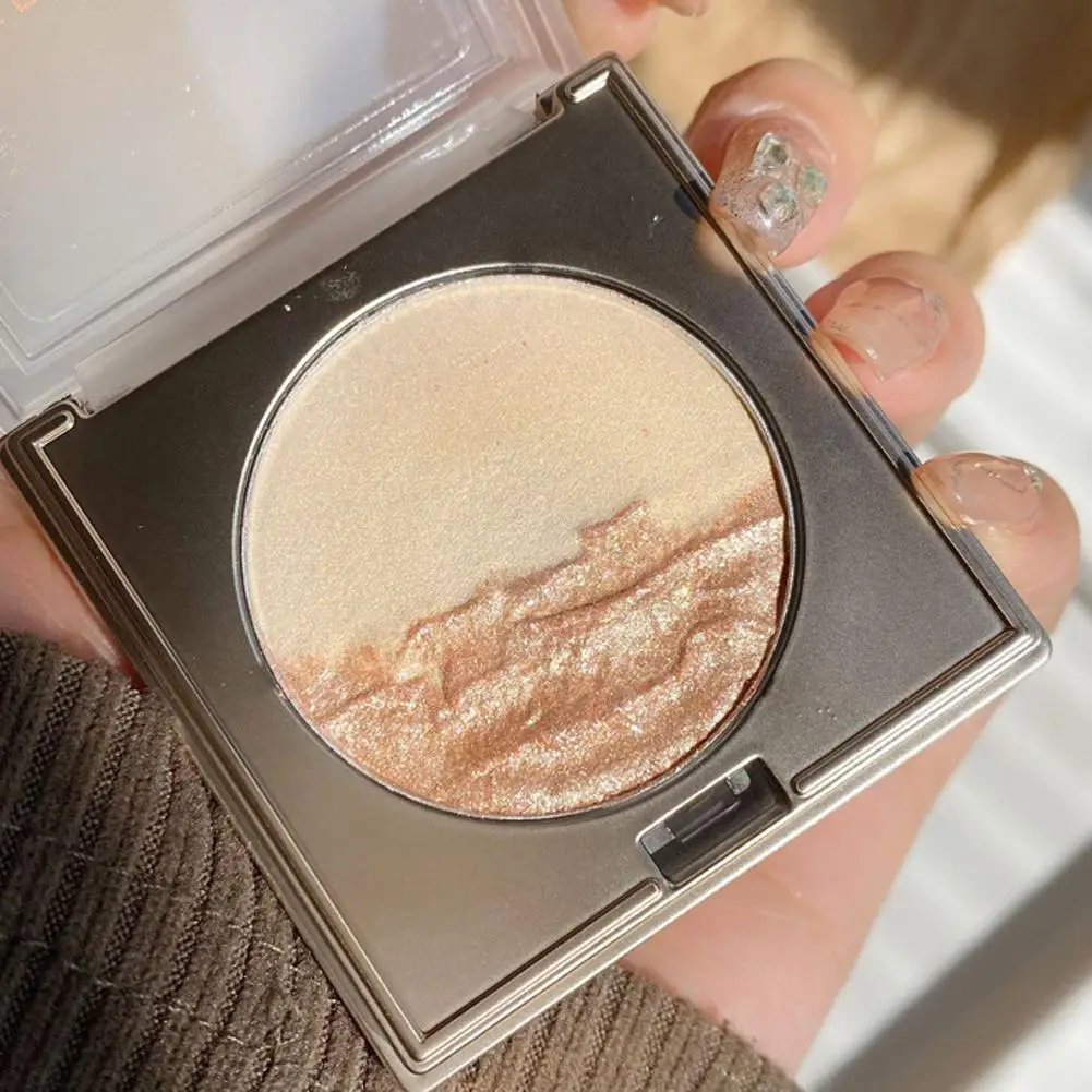 Двухцветный 3D рельефный хайлайтер пудра палитра косметика блестящая