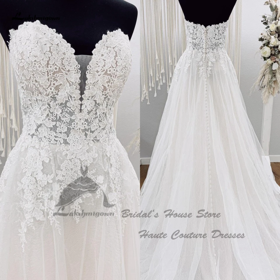 

Lakshmigown Sweetheart Bridal Dress Wedding Gown Off the Shoulder Vintage Lace Appliques A Line Wedding Dresses 2022 Robe Longue