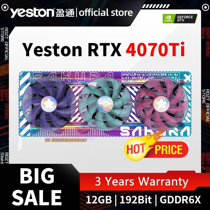 

Видеокарта Yeston RTX4070Ti, 12 Гб, 192 бит, GDDR6X, RTX, 4070Ti