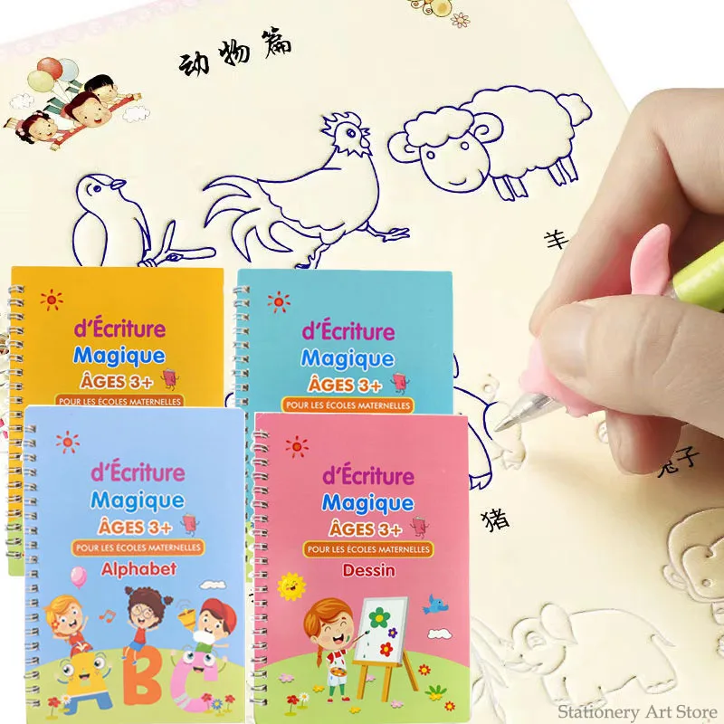 French Free shipping Copybook Montessori New Spanish 3D Reusable Calligraphy Magic Book Children's For Handwriting Writing Gifts