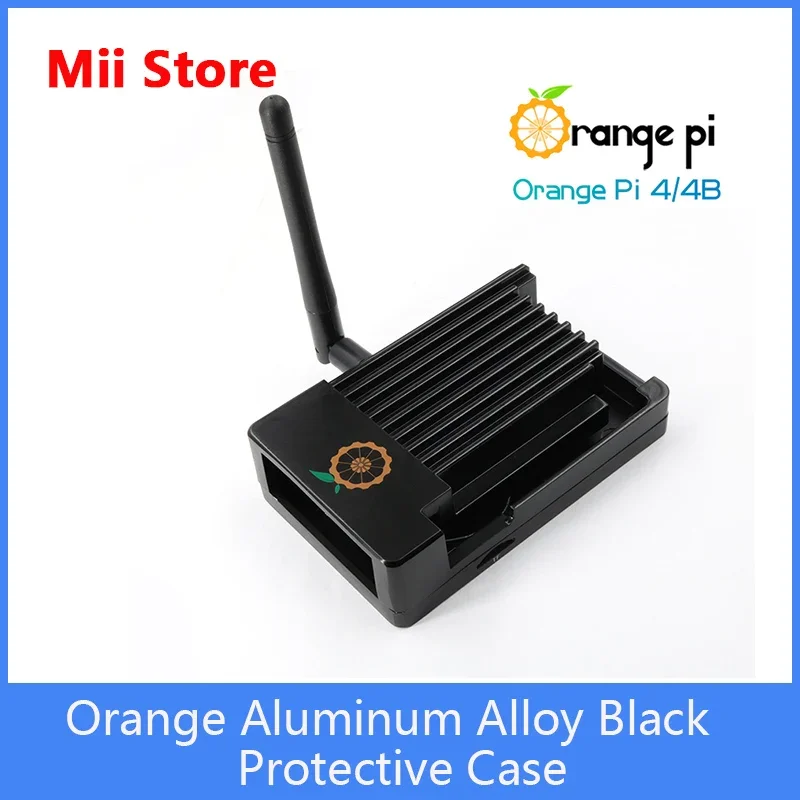 Черный защитный чехол из алюминиевого сплава Orange Pi 4/4B + антенна термопроводящий