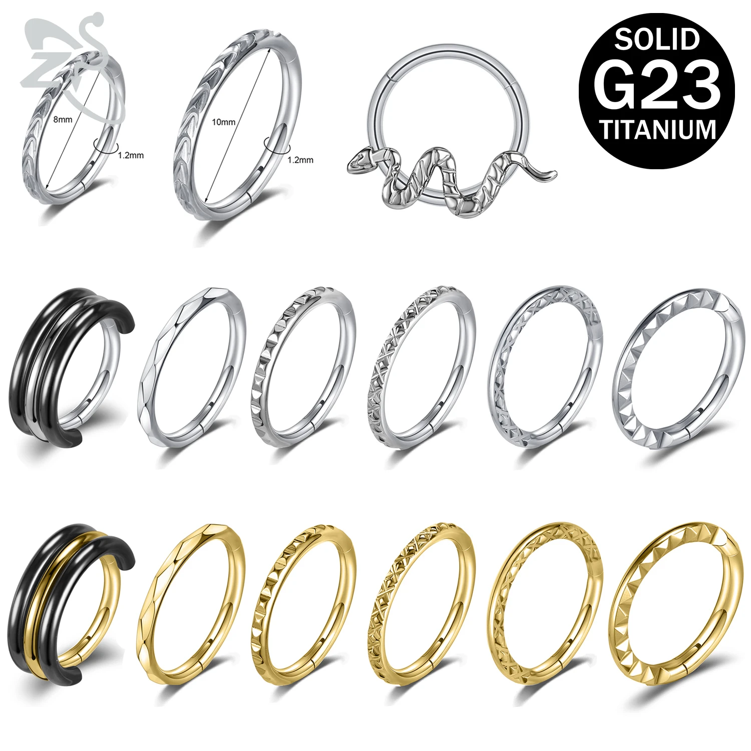 Кольцо ZS из титановой стали G23 для носа ювелирное украшение пирсинга с