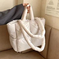 large cotton tote luxury quilted womens designer handbag brands down padded women shoulder bag winter designer shopper purses