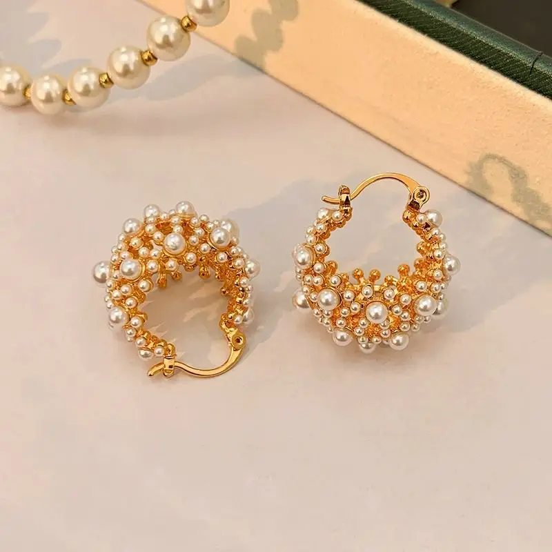 

D Letter Pearl Earrings Openwork Design Gift Jewelry Fashion Accessories